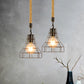 1 Light Metal and Rope Hanging Light Farmhouse Style Black Globe/Cylinder/Barrel Cage Dining Room Pendant Lamp Clearhalo 'Art Deco Pendants' 'Black' 'Cast Iron' 'Ceiling Lights' 'Ceramic' 'Crystal' 'Industrial Pendants' 'Industrial' 'Metal' 'Middle Century Pendants' 'Pendant Lights' 'Pendants' 'Rustic Pendants' 'Tiffany' Lighting' 1796353