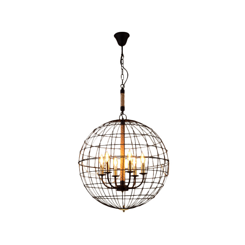 3/4/6 Lights Globe Shape Hanging Lamp with Wire Frame Vintage Stylish Golden Iron Ceiling Fixture for Dining Room Clearhalo 'Cast Iron' 'Ceiling Lights' 'Chandeliers' 'Industrial Chandeliers' 'Industrial' 'Metal' 'Middle Century Chandeliers' 'Rustic Chandeliers' 'Tiffany' Lighting' 1796410