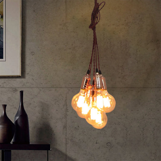 Copper Finish Multi Light Ceiling Pendant Vintage Style Metal Open Bulb Hanging Lamp with Cord Clearhalo 'Ceiling Lights' 'Close To Ceiling Lights' 'Glass shade' 'Glass' 'Industrial Pendants' 'Industrial' 'Middle Century Pendants' 'Pendant Lights' 'Pendants' 'Tiffany' Lighting' 1796424