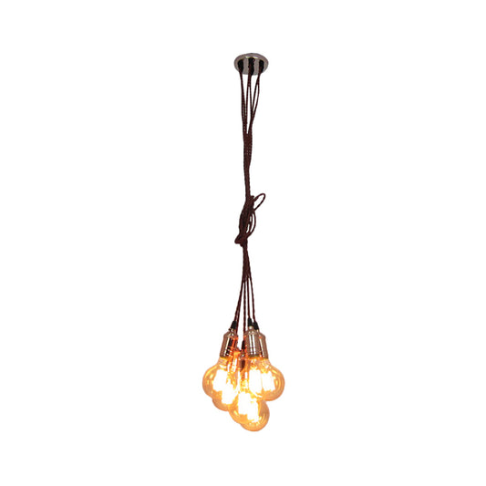 Copper Finish Multi Light Ceiling Pendant Vintage Style Metal Open Bulb Hanging Lamp with Cord Clearhalo 'Ceiling Lights' 'Close To Ceiling Lights' 'Glass shade' 'Glass' 'Industrial Pendants' 'Industrial' 'Middle Century Pendants' 'Pendant Lights' 'Pendants' 'Tiffany' Lighting' 1796425