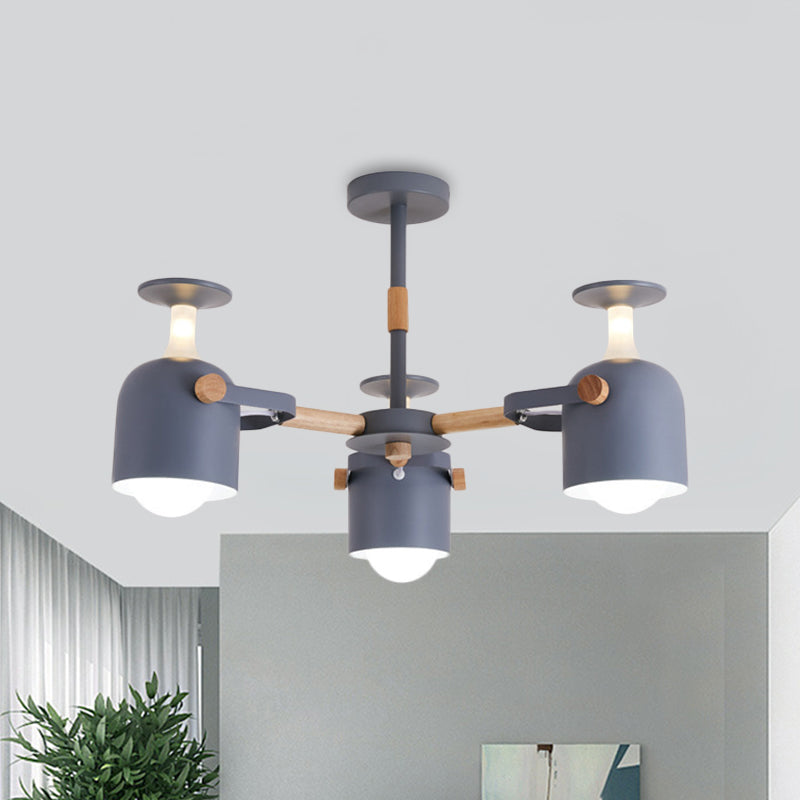 Green/Grey/White Goblet Shaped Chandelier Light Nordic Candy Colored Pendant Light for Kid Bedroom Kindergarten 3 Grey Clearhalo 'Ceiling Lights' 'Chandeliers' 'Modern Chandeliers' 'Modern' Lighting' 1796658