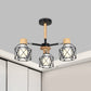 Iron Drum Wire Frame Chandelier Living Room 3/6/8-Light Modern Style Pendant Lighting in Black/White 3 Black Clearhalo 'Ceiling Lights' 'Chandeliers' 'Modern Chandeliers' 'Modern' Lighting' 1796781