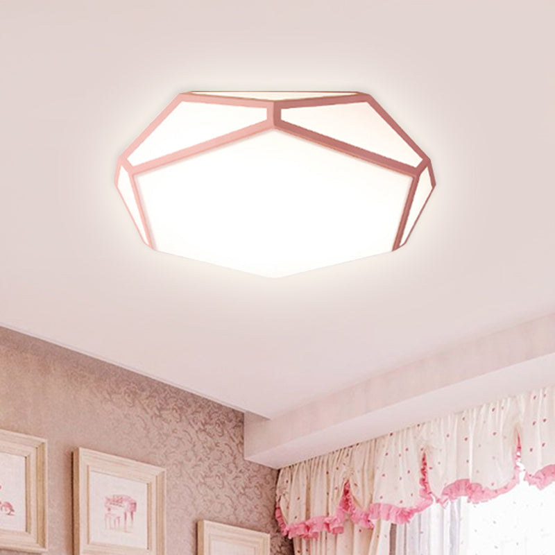 Nordic Hexagon Shape Ceiling Mount Light Acrylic Candy Colored LED Ceiling Light for Corridor Pink Clearhalo 'Ceiling Lights' 'Close To Ceiling Lights' 'Close to ceiling' 'Flush mount' Lighting' 1796888