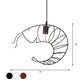 1 Light Metal Hanging Lamp Retro Stylish Black/Red/White Shrimp Dining Room Pendant Light with Wire Guard Clearhalo 'Ceiling Lights' 'Pendant Lights' 'Pendants' Lighting' 1796976