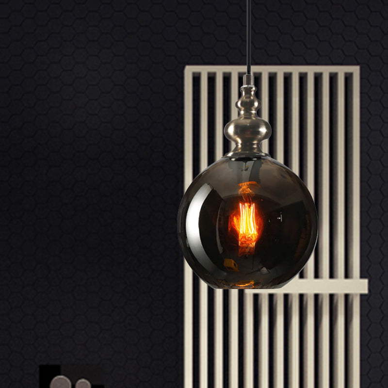 Single Bulb Round Pendant Lighting Fixture Industrial Grey/Clear/Amber Dimpled Glass Hanging Ceiling Light Clearhalo 'Ceiling Lights' 'Close To Ceiling Lights' 'Glass shade' 'Glass' 'Industrial Pendants' 'Industrial' 'Middle Century Pendants' 'Pendant Lights' 'Pendants' 'Tiffany' Lighting' 1797045