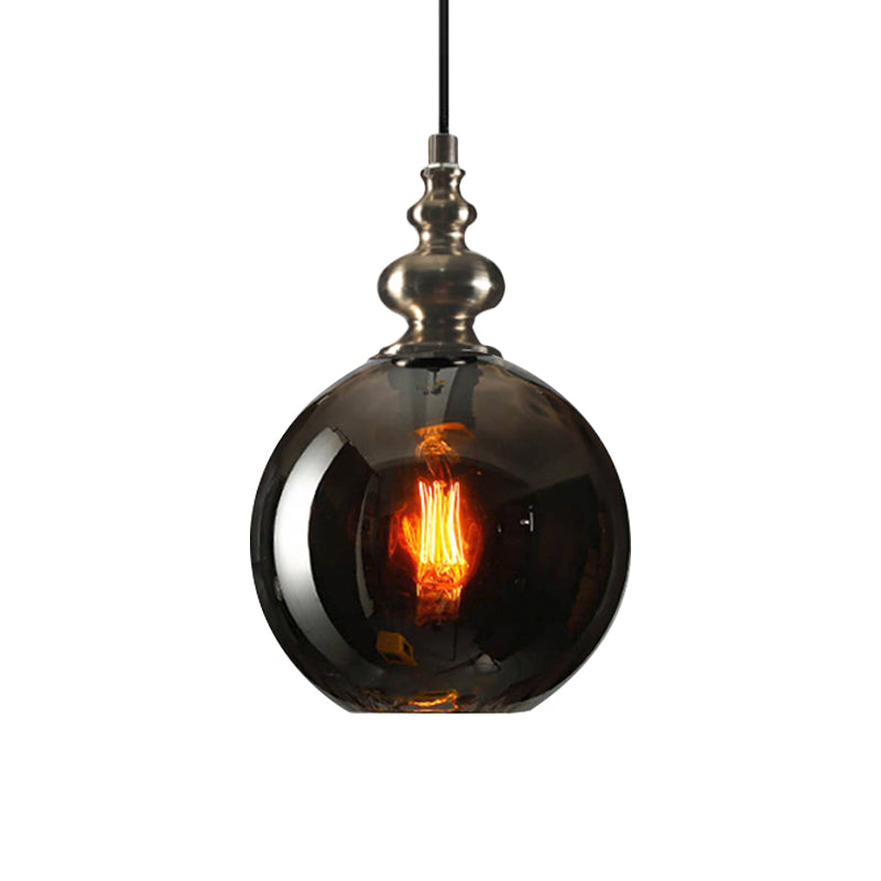 Single Bulb Round Pendant Lighting Fixture Industrial Grey/Clear/Amber Dimpled Glass Hanging Ceiling Light Clearhalo 'Ceiling Lights' 'Close To Ceiling Lights' 'Glass shade' 'Glass' 'Industrial Pendants' 'Industrial' 'Middle Century Pendants' 'Pendant Lights' 'Pendants' 'Tiffany' Lighting' 1797047