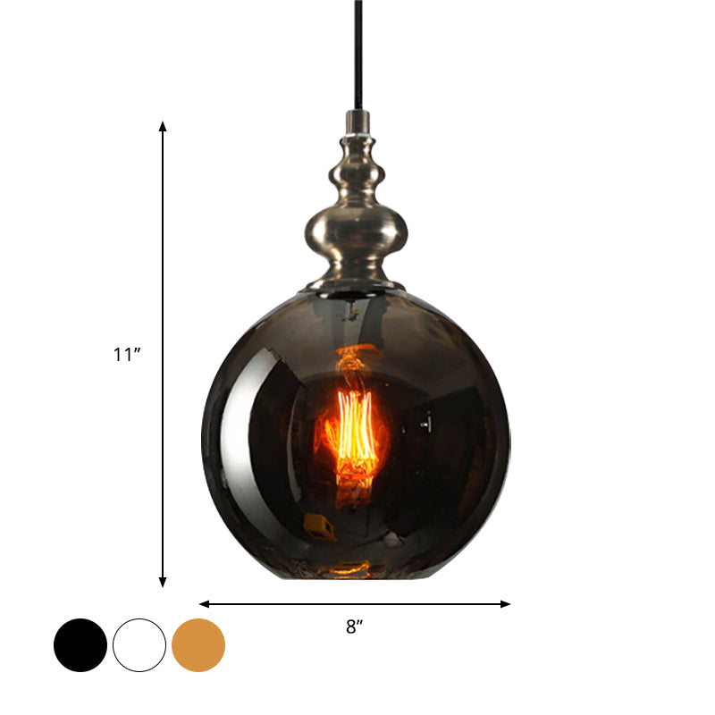 Single Bulb Round Pendant Lighting Fixture Industrial Grey/Clear/Amber Dimpled Glass Hanging Ceiling Light Clearhalo 'Ceiling Lights' 'Close To Ceiling Lights' 'Glass shade' 'Glass' 'Industrial Pendants' 'Industrial' 'Middle Century Pendants' 'Pendant Lights' 'Pendants' 'Tiffany' Lighting' 1797048