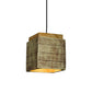 Gray/Brown/Brass Cubic Shade Hanging Lamp Vintage Wood and Cement 1 Head Restaurant Pendant Lighting Clearhalo 'Ceiling Lights' 'Modern Pendants' 'Modern' 'Pendant Lights' 'Pendants' Lighting' 1797060