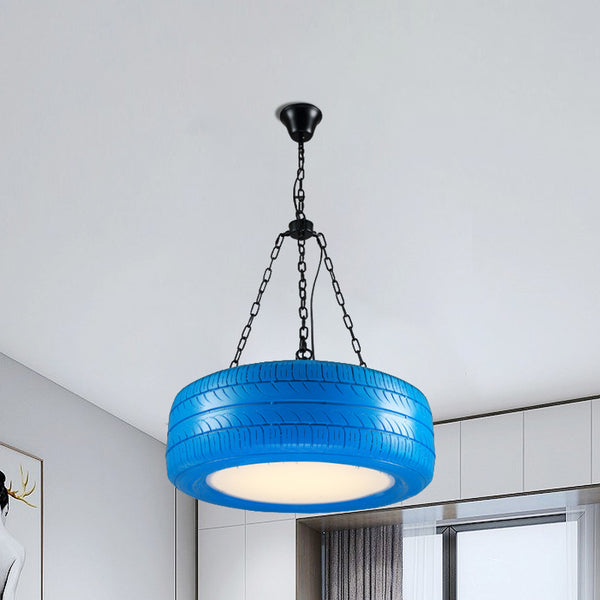 Lampadario in gomma per pneumatici per auto, creativo, industriale, con catena sospesa per bar