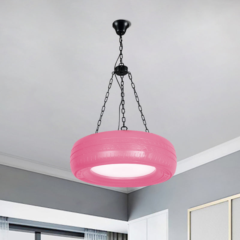 Creative Industrial Hanging Light Car Tire Rubber Chandelier with Hanging Chain for Bar Pink Clearhalo 'Ceiling Lights' 'Chandeliers' Lighting' options 1797103_46a10be7-784b-4d29-9544-8041aed56e3a