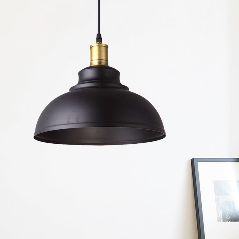 1 Light Bowl Shade Hanging Light Vintage Style Black Metal Pendant Lamp with Plug-In Cord for Restaurant Clearhalo 'Art Deco Pendants' 'Black' 'Cast Iron' 'Ceiling Lights' 'Ceramic' 'Crystal' 'Industrial Pendants' 'Industrial' 'Metal' 'Middle Century Pendants' 'Pendant Lights' 'Pendants' 'Rustic Pendants' 'Tiffany' Lighting' 1797139