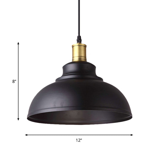 1 Light Bowl Shade Hanging Light Vintage Style Black Metal Pendant Lamp with Plug-In Cord for Restaurant Clearhalo 'Art Deco Pendants' 'Black' 'Cast Iron' 'Ceiling Lights' 'Ceramic' 'Crystal' 'Industrial Pendants' 'Industrial' 'Metal' 'Middle Century Pendants' 'Pendant Lights' 'Pendants' 'Rustic Pendants' 'Tiffany' Lighting' 1797141
