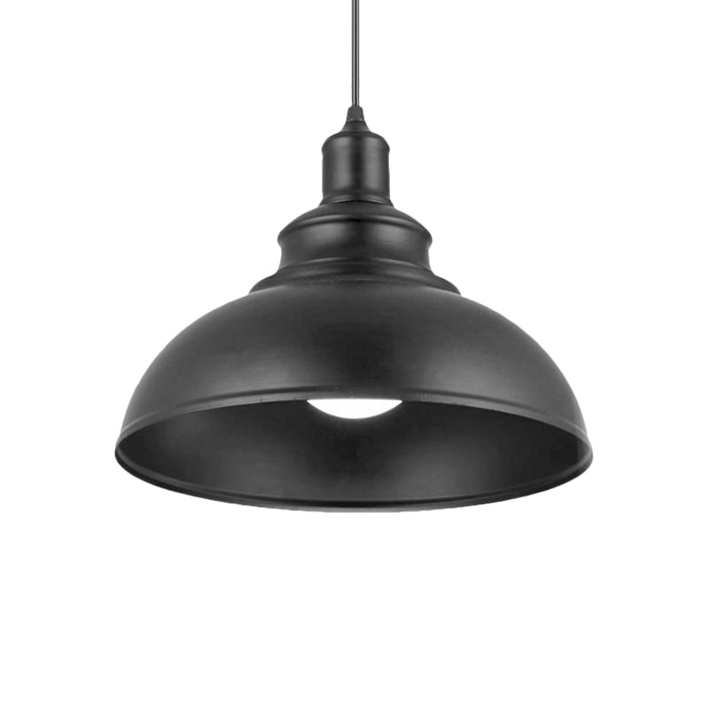 Metallic Black Hanging Light Dome 1 Light Vintage Style Pendant Lamp with Plug-In Cord in Black Clearhalo 'Art Deco Pendants' 'Black' 'Cast Iron' 'Ceiling Lights' 'Ceramic' 'Crystal' 'Industrial Pendants' 'Industrial' 'Metal' 'Middle Century Pendants' 'Pendant Lights' 'Pendants' 'Rustic Pendants' 'Tiffany' Lighting' 1797145
