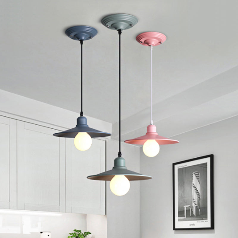 Shallow Cone Factory Hanging Lamp Metal Single Light Nordic Stylish Pendant Light Green Clearhalo 'Art Deco Pendants' 'Cast Iron' 'Ceiling Lights' 'Ceramic' 'Crystal' 'Industrial Pendants' 'Industrial' 'Metal' 'Middle Century Pendants' 'Pendant Lights' 'Pendants' 'Tiffany' Lighting' 1797183