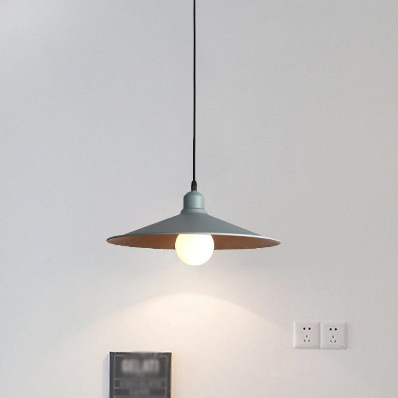 Shallow Cone Factory Hanging Lamp Metal Single Light Nordic Stylish Pendant Light Clearhalo 'Art Deco Pendants' 'Cast Iron' 'Ceiling Lights' 'Ceramic' 'Crystal' 'Industrial Pendants' 'Industrial' 'Metal' 'Middle Century Pendants' 'Pendant Lights' 'Pendants' 'Tiffany' Lighting' 1797185