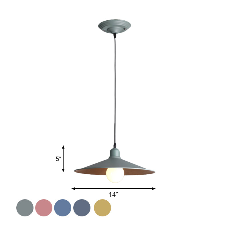 Shallow Cone Factory Hanging Lamp Metal Single Light Nordic Stylish Pendant Light Clearhalo 'Art Deco Pendants' 'Cast Iron' 'Ceiling Lights' 'Ceramic' 'Crystal' 'Industrial Pendants' 'Industrial' 'Metal' 'Middle Century Pendants' 'Pendant Lights' 'Pendants' 'Tiffany' Lighting' 1797188