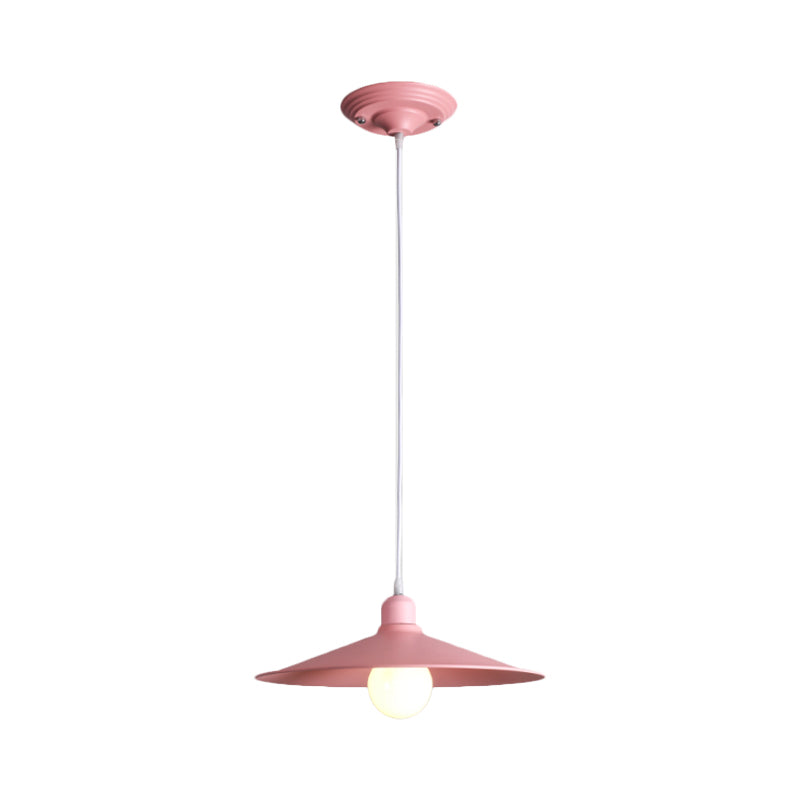 Shallow Cone Factory Hanging Lamp Metal Single Light Nordic Stylish Pendant Light Clearhalo 'Art Deco Pendants' 'Cast Iron' 'Ceiling Lights' 'Ceramic' 'Crystal' 'Industrial Pendants' 'Industrial' 'Metal' 'Middle Century Pendants' 'Pendant Lights' 'Pendants' 'Tiffany' Lighting' 1797192