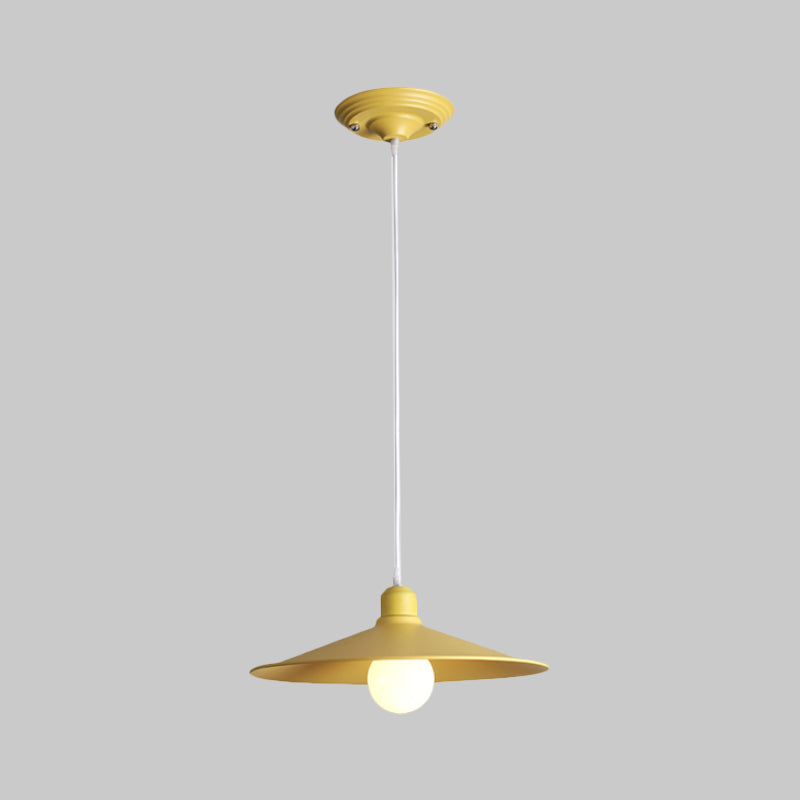Shallow Cone Factory Hanging Lamp Metal Single Light Nordic Stylish Pendant Light Clearhalo 'Art Deco Pendants' 'Cast Iron' 'Ceiling Lights' 'Ceramic' 'Crystal' 'Industrial Pendants' 'Industrial' 'Metal' 'Middle Century Pendants' 'Pendant Lights' 'Pendants' 'Tiffany' Lighting' 1797204