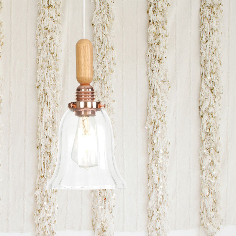 Globe/Cone/Dome Indoor Pendant Lighting Vintage Clear Glass 1 Light Copper Hanging Light Kit Clearhalo 'Ceiling Lights' 'Glass shade' 'Glass' 'Pendant Lights' 'Pendants' Lighting' 1797206