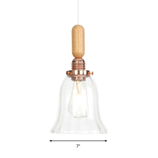Globe/Cone/Dome Indoor Pendant Lighting Vintage Clear Glass 1 Light Copper Hanging Light Kit Clearhalo 'Ceiling Lights' 'Glass shade' 'Glass' 'Pendant Lights' 'Pendants' Lighting' 1797209