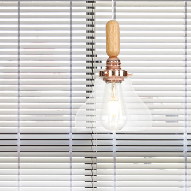 Globe/Cone/Dome Indoor Pendant Lighting Vintage Clear Glass 1 Light Copper Hanging Light Kit Clearhalo 'Ceiling Lights' 'Glass shade' 'Glass' 'Pendant Lights' 'Pendants' Lighting' 1797211