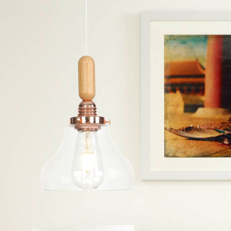 Globe/Cone/Dome Indoor Pendant Lighting Vintage Clear Glass 1 Light Copper Hanging Light Kit Clearhalo 'Ceiling Lights' 'Glass shade' 'Glass' 'Pendant Lights' 'Pendants' Lighting' 1797212