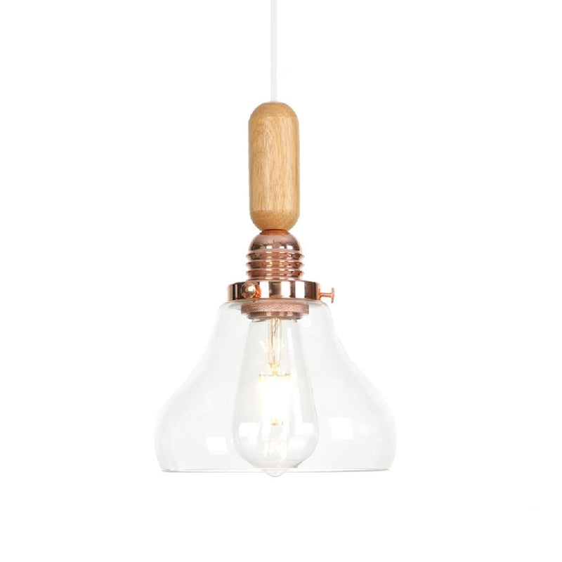 Globe/Cone/Dome Indoor Pendant Lighting Vintage Clear Glass 1 Light Copper Hanging Light Kit Clearhalo 'Ceiling Lights' 'Glass shade' 'Glass' 'Pendant Lights' 'Pendants' Lighting' 1797213