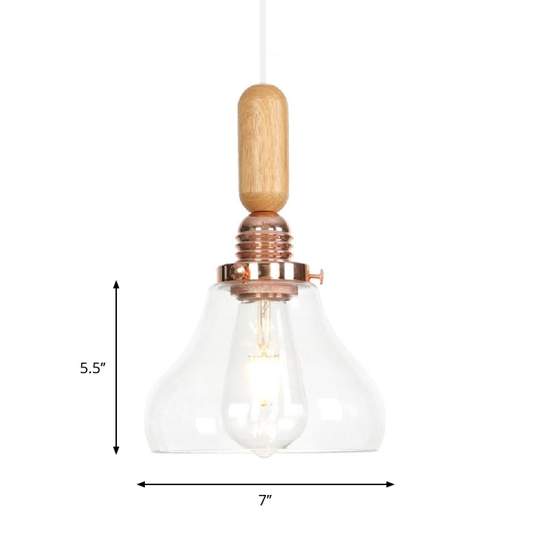 Globe/Cone/Dome Indoor Pendant Lighting Vintage Clear Glass 1 Light Copper Hanging Light Kit Clearhalo 'Ceiling Lights' 'Glass shade' 'Glass' 'Pendant Lights' 'Pendants' Lighting' 1797214