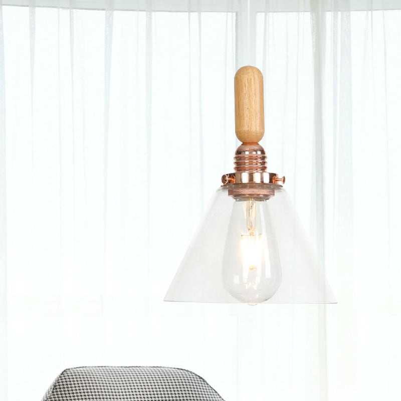 Globe/Cone/Dome Indoor Pendant Lighting Vintage Clear Glass 1 Light Copper Hanging Light Kit Clearhalo 'Ceiling Lights' 'Glass shade' 'Glass' 'Pendant Lights' 'Pendants' Lighting' 1797216