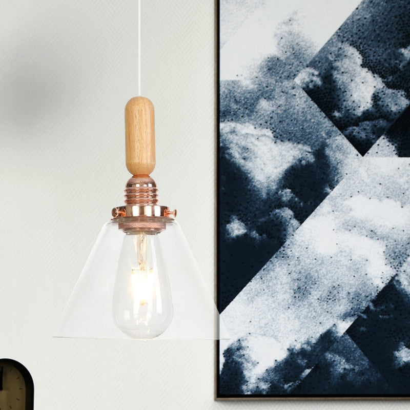 Globe/Cone/Dome Indoor Pendant Lighting Vintage Clear Glass 1 Light Copper Hanging Light Kit Clearhalo 'Ceiling Lights' 'Glass shade' 'Glass' 'Pendant Lights' 'Pendants' Lighting' 1797217