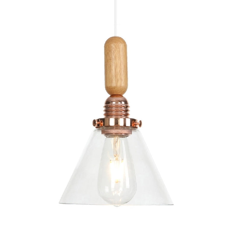 Globe/Cone/Dome Indoor Pendant Lighting Vintage Clear Glass 1 Light Copper Hanging Light Kit Clearhalo 'Ceiling Lights' 'Glass shade' 'Glass' 'Pendant Lights' 'Pendants' Lighting' 1797218
