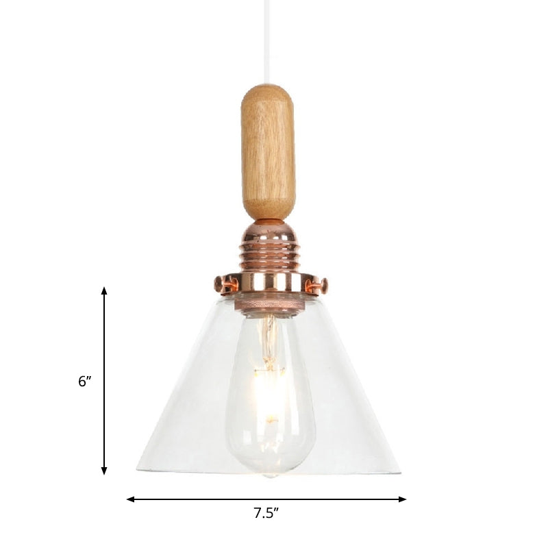 Globe/Cone/Dome Indoor Pendant Lighting Vintage Clear Glass 1 Light Copper Hanging Light Kit Clearhalo 'Ceiling Lights' 'Glass shade' 'Glass' 'Pendant Lights' 'Pendants' Lighting' 1797219