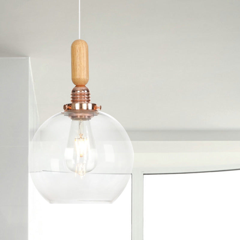 Globe/Cone/Dome Indoor Pendant Lighting Vintage Clear Glass 1 Light Copper Hanging Light Kit Clearhalo 'Ceiling Lights' 'Glass shade' 'Glass' 'Pendant Lights' 'Pendants' Lighting' 1797221