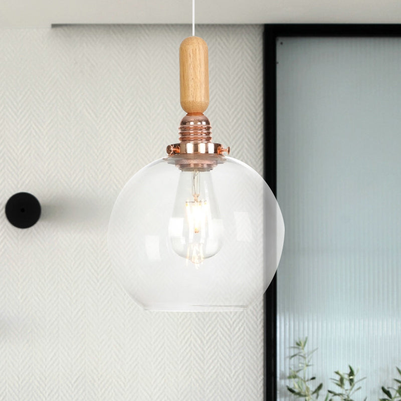 Globe/Cone/Dome Indoor Pendant Lighting Vintage Clear Glass 1 Light Copper Hanging Light Kit Clearhalo 'Ceiling Lights' 'Glass shade' 'Glass' 'Pendant Lights' 'Pendants' Lighting' 1797222