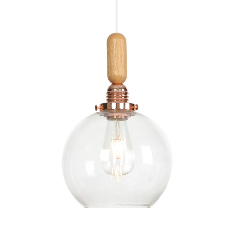 Globe/Cone/Dome Indoor Pendant Lighting Vintage Clear Glass 1 Light Copper Hanging Light Kit Clearhalo 'Ceiling Lights' 'Glass shade' 'Glass' 'Pendant Lights' 'Pendants' Lighting' 1797223