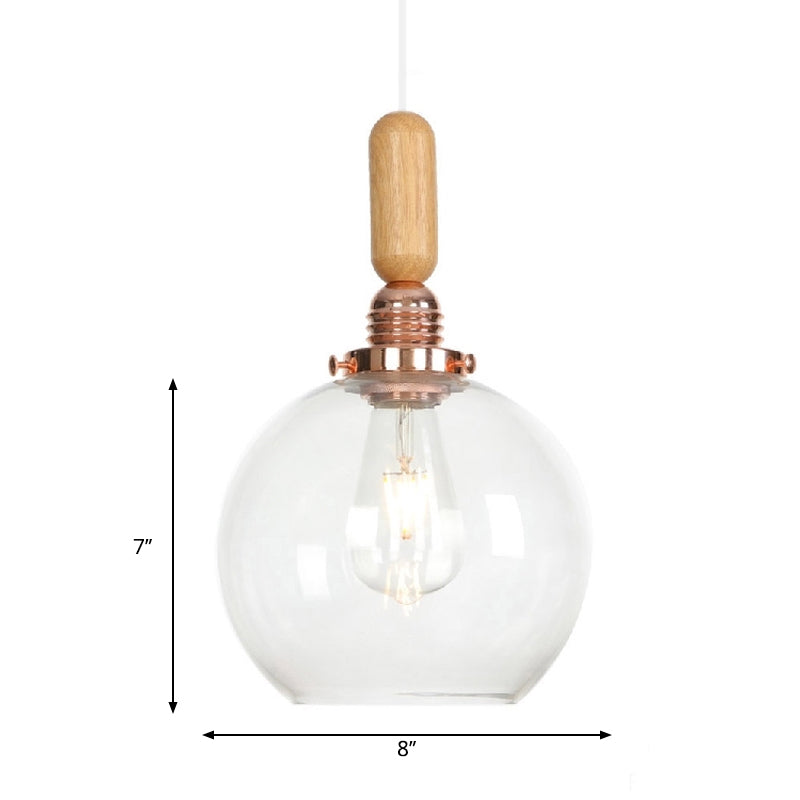 Globe/Cone/Dome Indoor Pendant Lighting Vintage Clear Glass 1 Light Copper Hanging Light Kit Clearhalo 'Ceiling Lights' 'Glass shade' 'Glass' 'Pendant Lights' 'Pendants' Lighting' 1797224