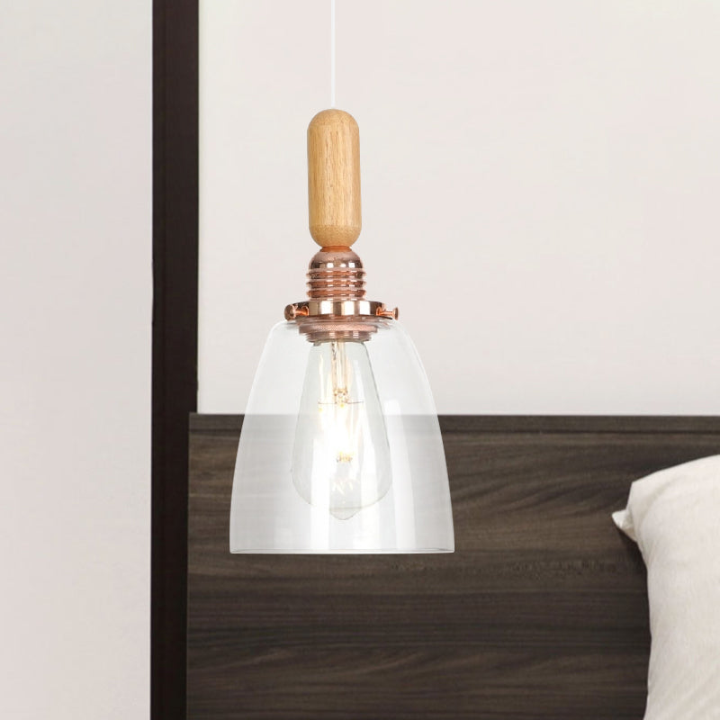 Globe/Cone/Dome Indoor Pendant Lighting Vintage Clear Glass 1 Light Copper Hanging Light Kit Clearhalo 'Ceiling Lights' 'Glass shade' 'Glass' 'Pendant Lights' 'Pendants' Lighting' 1797226