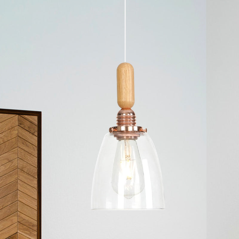 Globe/Cone/Dome Indoor Pendant Lighting Vintage Clear Glass 1 Light Copper Hanging Light Kit Clearhalo 'Ceiling Lights' 'Glass shade' 'Glass' 'Pendant Lights' 'Pendants' Lighting' 1797227