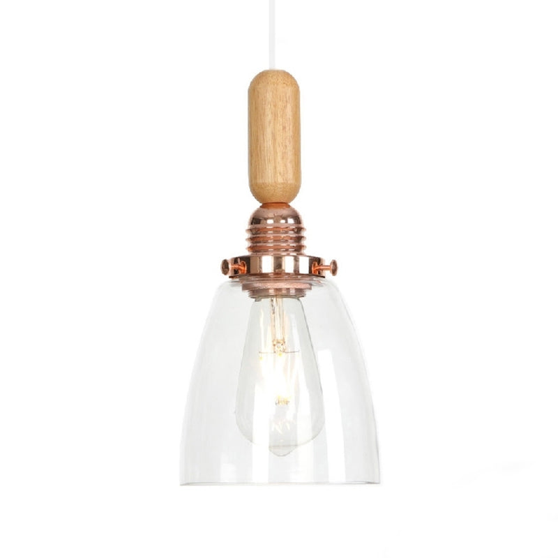 Globe/Cone/Dome Indoor Pendant Lighting Vintage Clear Glass 1 Light Copper Hanging Light Kit Clearhalo 'Ceiling Lights' 'Glass shade' 'Glass' 'Pendant Lights' 'Pendants' Lighting' 1797228