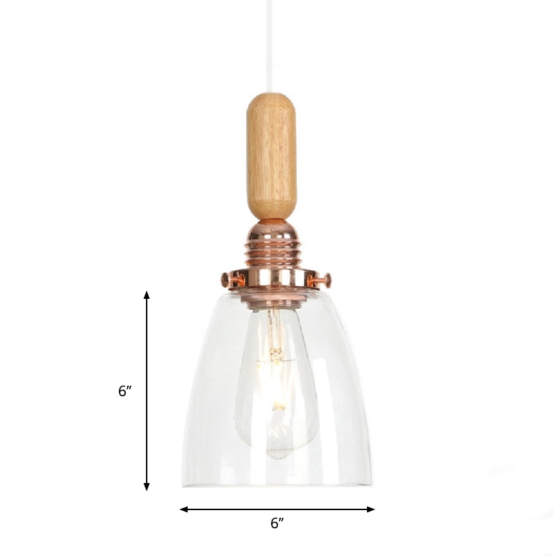 Globe/Cone/Dome Indoor Pendant Lighting Vintage Clear Glass 1 Light Copper Hanging Light Kit Clearhalo 'Ceiling Lights' 'Glass shade' 'Glass' 'Pendant Lights' 'Pendants' Lighting' 1797229