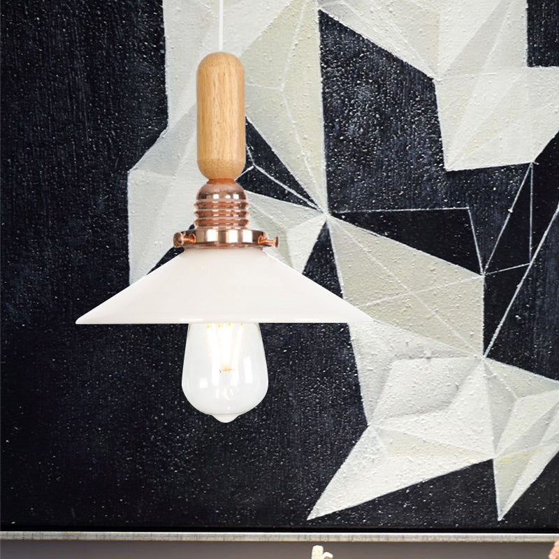 Clear/White Cone/Dome/Saucer Hanging Light Fixture Industrial Glass 1 Light Indoor Ceiling Pendant Light White Cone Clearhalo 'Ceiling Lights' 'Glass shade' 'Glass' 'Pendant Lights' 'Pendants' Lighting' 1797240