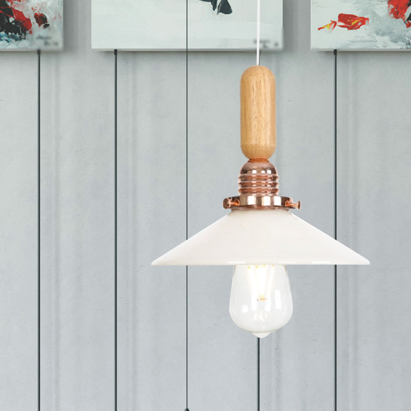 Clear/White Cone/Dome/Saucer Hanging Light Fixture Industrial Glass 1 Light Indoor Ceiling Pendant Light Clearhalo 'Ceiling Lights' 'Glass shade' 'Glass' 'Pendant Lights' 'Pendants' Lighting' 1797241