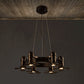 Metallic Black Finish Hanging Light Fixture Shaded 6 Lights Vintage Style Chandelier Light Fixture Clearhalo 'Cast Iron' 'Ceiling Lights' 'Chandeliers' 'Industrial Chandeliers' 'Industrial' 'Metal' 'Middle Century Chandeliers' 'Rustic Chandeliers' 'Tiffany' Lighting' 1797277