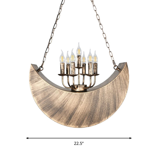 Living Room Candle Hanging Light with Crescent Deco Metal 7-Light Vintage Chandelier in Legacy Brass Clearhalo 'Ceiling Lights' 'Chandeliers' Lighting' options 1797284
