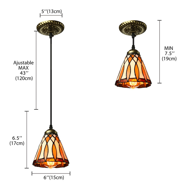 Cone Shape Hanging Lamp Kit Tiffany Hand Rolled Art Glass 1 Light Brown Suspended Lighting Fixture for Living Room Clearhalo 'Ceiling Lights' 'Industrial' 'Middle Century Pendants' 'Pendant Lights' 'Pendants' 'Tiffany close to ceiling' 'Tiffany Pendants' 'Tiffany' Lighting' 179915