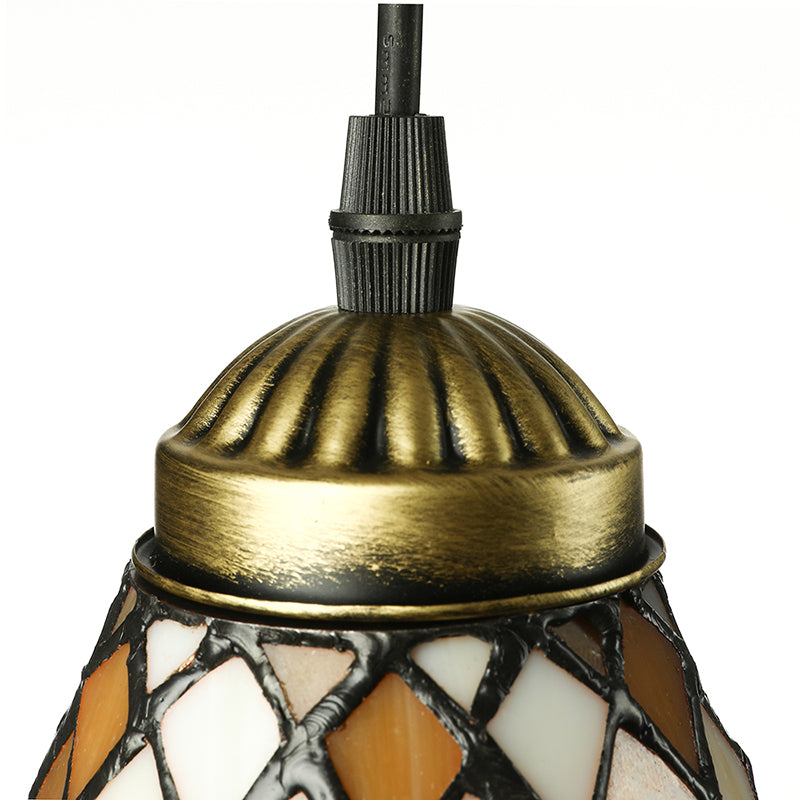 Cone Shape Hanging Lamp Kit Tiffany Hand Rolled Art Glass 1 Light Brown Suspended Lighting Fixture for Living Room Clearhalo 'Ceiling Lights' 'Industrial' 'Middle Century Pendants' 'Pendant Lights' 'Pendants' 'Tiffany close to ceiling' 'Tiffany Pendants' 'Tiffany' Lighting' 179917