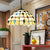 16"/19.5" W Stained Glass Bowl Drop Lamp Tiffany-Style 2 Heads Beige Pendant Lighting Fixture with Cabochons Gemstone Beige Clearhalo 'Ceiling Lights' 'Close To Ceiling Lights' 'Industrial' 'Middle Century Pendants' 'Pendant Lights' 'Pendants' 'Tiffany close to ceiling' 'Tiffany Pendants' 'Tiffany' Lighting' 179951