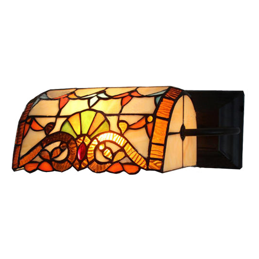 Office Banker Wall Light Stained Glass Victorian Design Tiffany Style Wall Lamp in Beige Clearhalo 'Industrial' 'Middle century wall lights' 'Tiffany wall lights' 'Tiffany' 'Wall Lamps & Sconces' 'Wall Lights' Lighting' 179998