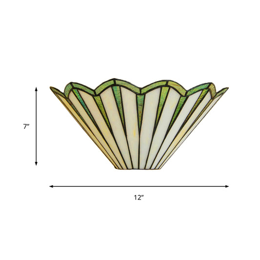 Glass Conical Sconce Light Coffee Shop 1 Light Simple Style Shuttlecock Wall Lamp in Green Clearhalo 'Industrial' 'Middle century wall lights' 'Tiffany wall lights' 'Tiffany' 'Wall Lamps & Sconces' 'Wall Lights' Lighting' 180008