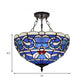 Inverted Semi Flushmount with Stained Glass Bowl Shade Tiffany Rustic 3 Lights Ceiling Light Clearhalo 'Ceiling Lights' 'Close To Ceiling Lights' 'Close to ceiling' 'Glass shade' 'Glass' 'Pendant Lights' 'Semi-flushmount' 'Tiffany close to ceiling' 'Tiffany' Lighting' 180043